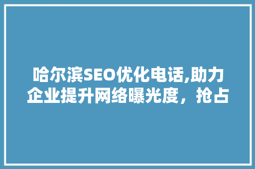 哈尔滨SEO优化电话,助力企业提升网络曝光度，抢占市场先机