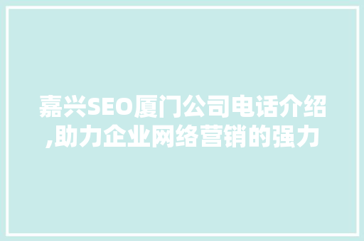 嘉兴SEO厦门公司电话介绍,助力企业网络营销的强力伙伴