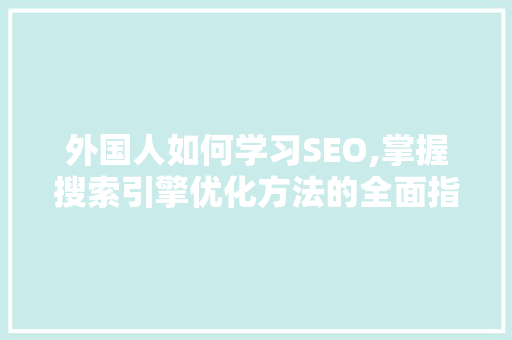 外国人如何学习SEO,掌握搜索引擎优化方法的全面指南