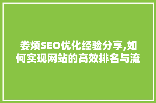 娄烦SEO优化经验分享,如何实现网站的高效排名与流量增长