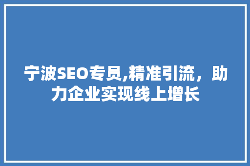 宁波SEO专员,精准引流，助力企业实现线上增长