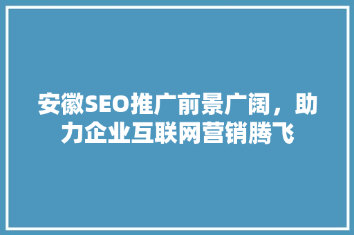 安徽SEO推广前景广阔，助力企业互联网营销腾飞