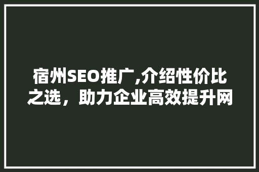 宿州SEO推广,介绍性价比之选，助力企业高效提升网络知名度