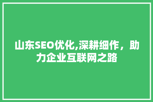 山东SEO优化,深耕细作，助力企业互联网之路