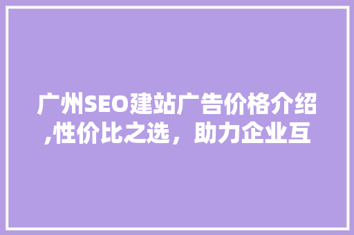 广州SEO建站广告价格介绍,性价比之选，助力企业互联网营销