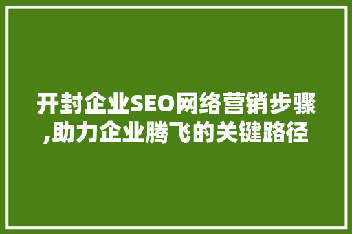 开封企业SEO网络营销步骤,助力企业腾飞的关键路径