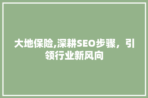 大地保险,深耕SEO步骤，引领行业新风向