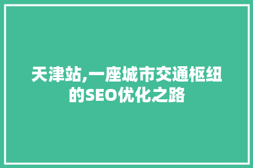天津站,一座城市交通枢纽的SEO优化之路