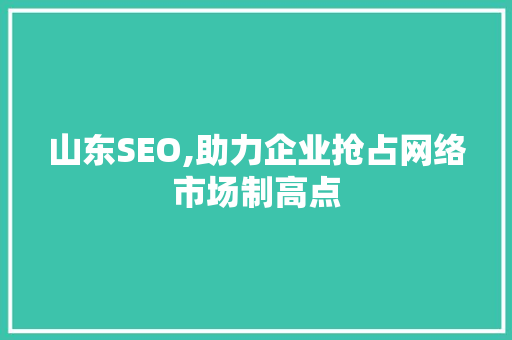 山东SEO,助力企业抢占网络市场制高点