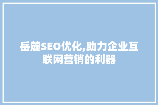 岳麓SEO优化,助力企业互联网营销的利器