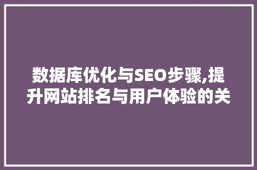 数据库优化与SEO步骤,提升网站排名与用户体验的关键