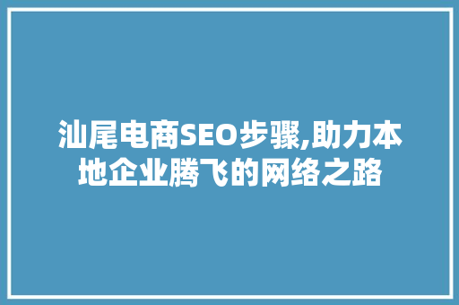 汕尾电商SEO步骤,助力本地企业腾飞的网络之路