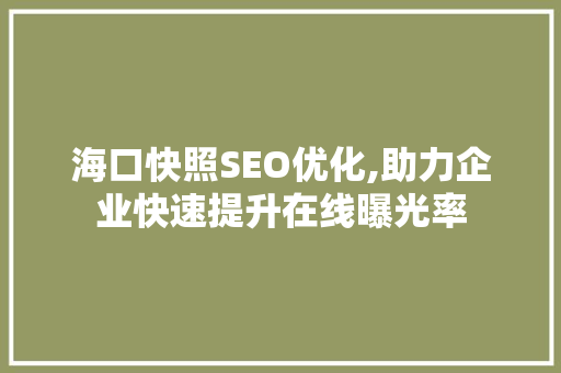 海口快照SEO优化,助力企业快速提升在线曝光率