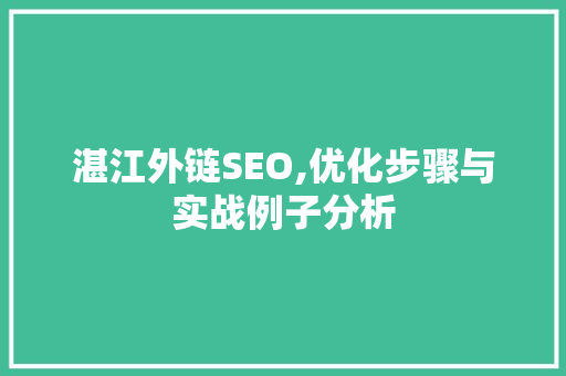 湛江外链SEO,优化步骤与实战例子分析