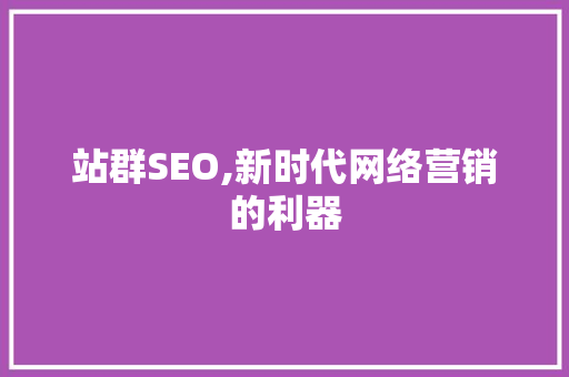 站群SEO,新时代网络营销的利器