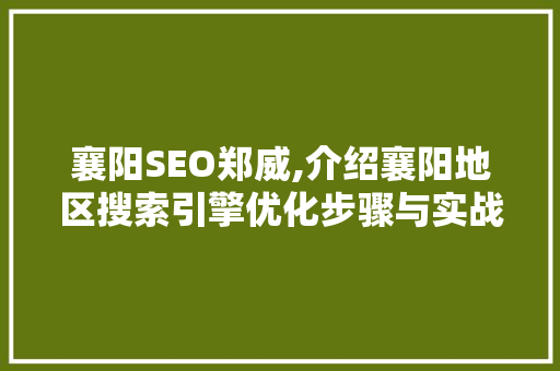 襄阳SEO郑威,介绍襄阳地区搜索引擎优化步骤与实战方法