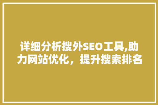 详细分析搜外SEO工具,助力网站优化，提升搜索排名
