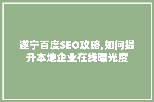 遂宁百度SEO攻略,如何提升本地企业在线曝光度