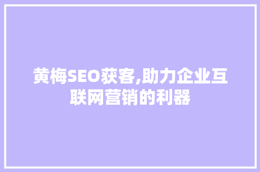 黄梅SEO获客,助力企业互联网营销的利器