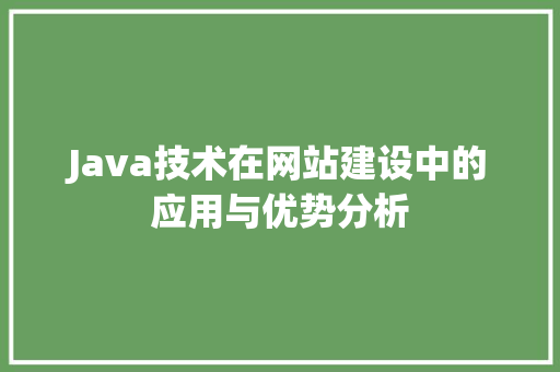 Java技术在网站建设中的应用与优势分析