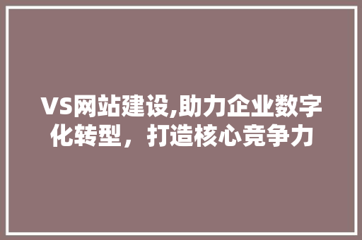 VS网站建设,助力企业数字化转型，打造核心竞争力