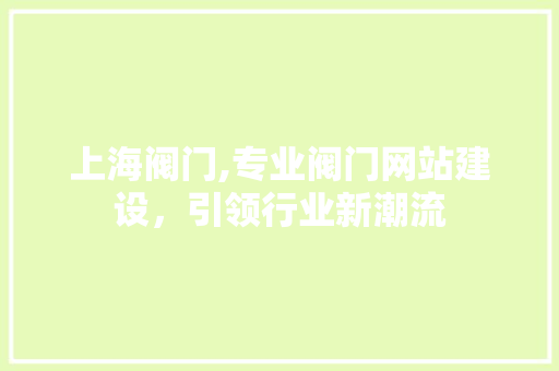 上海阀门,专业阀门网站建设，引领行业新潮流