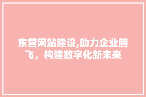 东营网站建设,助力企业腾飞，构建数字化新未来