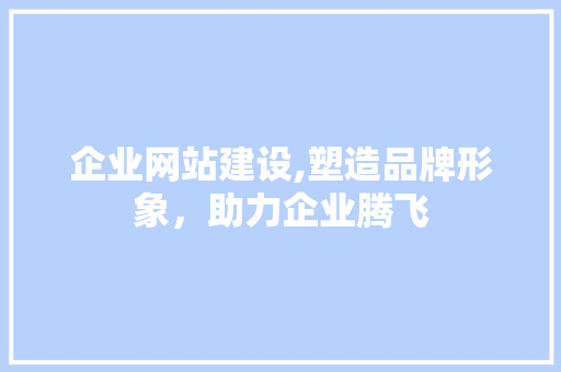 企业网站建设,塑造品牌形象，助力企业腾飞