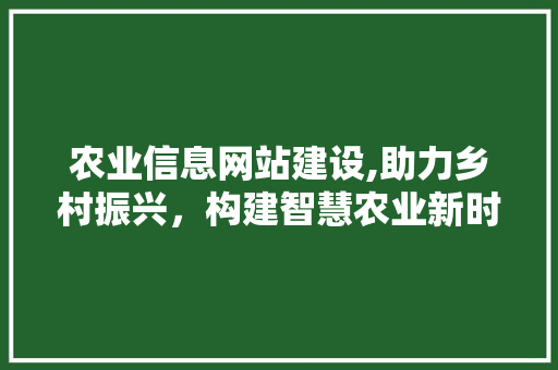 农业信息网站建设,助力乡村振兴，构建智慧农业新时代