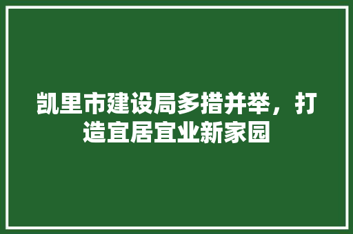 凯里市建设局多措并举，打造宜居宜业新家园