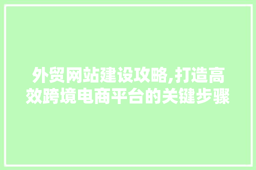 外贸网站建设攻略,打造高效跨境电商平台的关键步骤