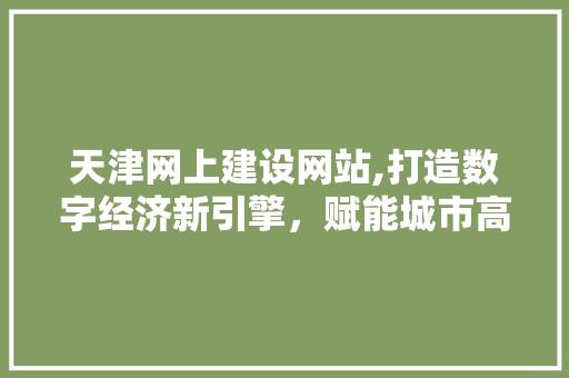 天津网上建设网站,打造数字经济新引擎，赋能城市高质量发展