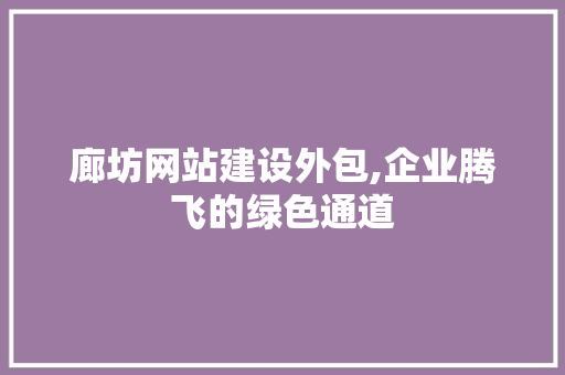 廊坊网站建设外包,企业腾飞的绿色通道
