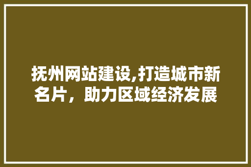 抚州网站建设,打造城市新名片，助力区域经济发展
