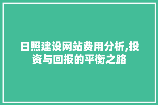 日照建设网站费用分析,投资与回报的平衡之路