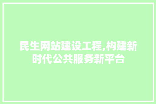 民生网站建设工程,构建新时代公共服务新平台