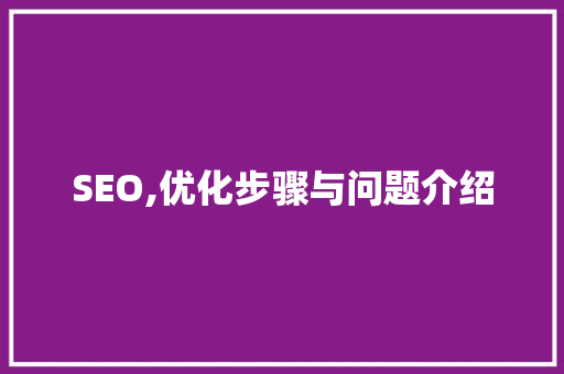 SEO,优化步骤与问题介绍