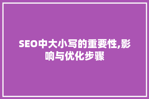 SEO中大小写的重要性,影响与优化步骤