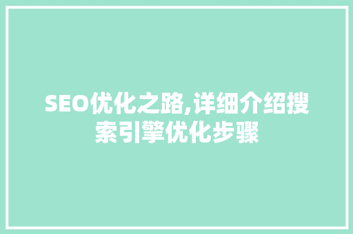SEO优化之路,详细介绍搜索引擎优化步骤