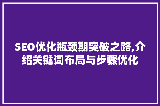 SEO优化瓶颈期突破之路,介绍关键词布局与步骤优化