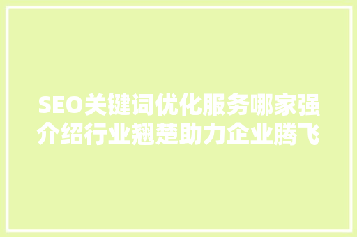SEO关键词优化服务哪家强介绍行业翘楚助力企业腾飞