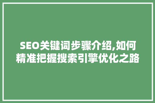 SEO关键词步骤介绍,如何精准把握搜索引擎优化之路
