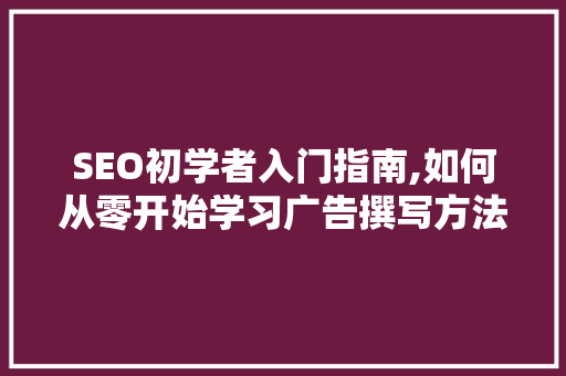 SEO初学者入门指南,如何从零开始学习广告撰写方法