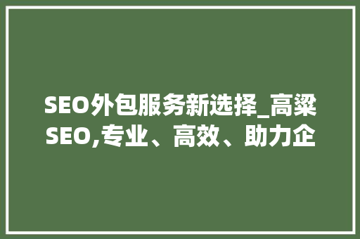 SEO外包服务新选择_高粱SEO,专业、高效、助力企业网站优化