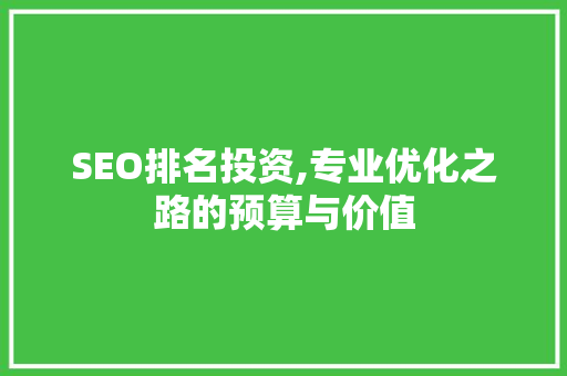 SEO排名投资,专业优化之路的预算与价值
