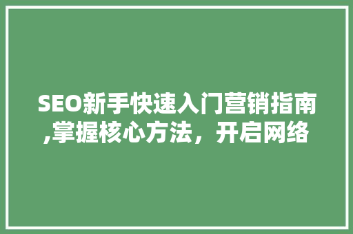 SEO新手快速入门营销指南,掌握核心方法，开启网络营销之旅