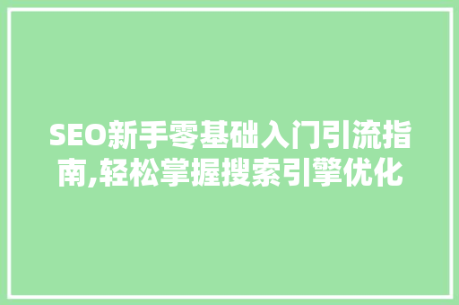 SEO新手零基础入门引流指南,轻松掌握搜索引擎优化方法