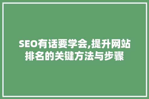 SEO有话要学会,提升网站排名的关键方法与步骤
