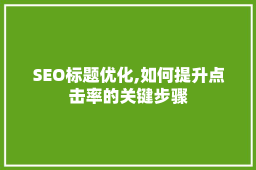 SEO标题优化,如何提升点击率的关键步骤