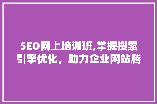 SEO网上培训班,掌握搜索引擎优化，助力企业网站腾飞